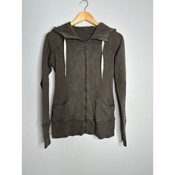 Lululemon Women's Grey / Green Full Zip Hooded Scuba Sweatshirt‎ Size 6 - Picture 1 of 8